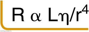 Resistance is proportional to length and viscosity divided by radius to the fourth power