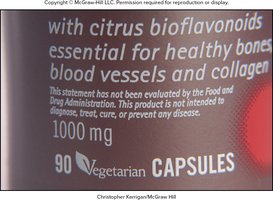 Supplement label with structure-function claim and disclaimer