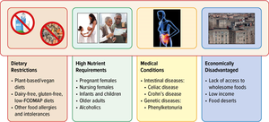 Diagram showing populations at greatest risk for nutrient deficiencies