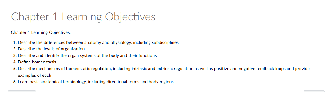 Chapter 1 Learning Objectives screenshot