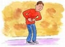 Person experiencing abdominal discomfort (lactose intolerance)