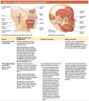 Table of mixed cranial nerves (continued)