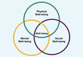 Venn diagram showing physical, mental, and social well-being