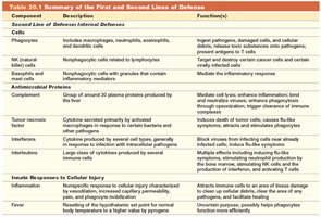 Summary table: Second line of defense