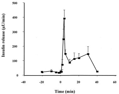 Graph of biphasic insulin release after glucose stimulation