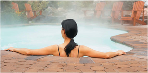 Mechanisms of heat exchange: woman in hot tub