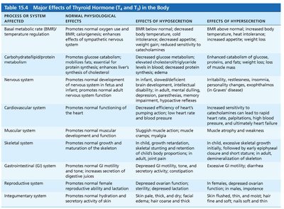 Major effects of thyroid hormone in the body
