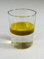 Oil and water demonstrating lipid insolubility in water