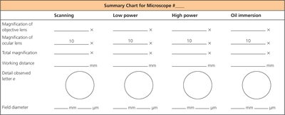 Microscope summary chart