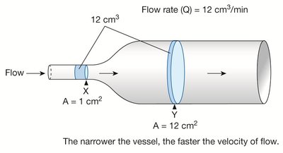 Diagram showing relationship between flow rate, velocity, and cross-sectional area