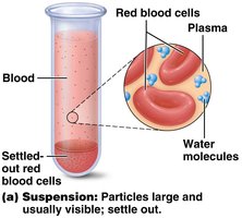 Suspension: blood with settled red blood cells