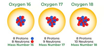 Oxygen isotopes with different neutron numbers