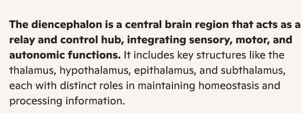 Summary of diencephalon functions and components
