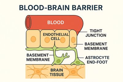 Diagram of the blood-brain barrier structure