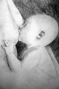 Baby breastfeeding (milk let down reflex)