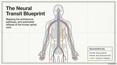 Diagram of spinal cord pathways: sensory, motor, and autonomic
