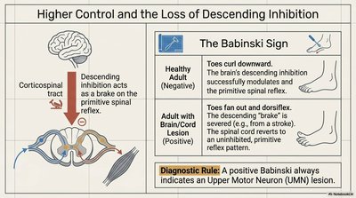 Babinski sign and descending inhibition