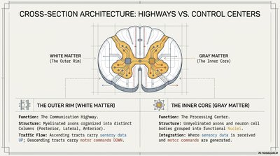 Spinal cord cross-section: white matter and gray matter