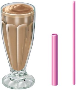 Milk shake and two different straws illustrating resistance
