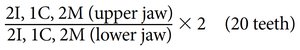 Dental formula for primary teeth