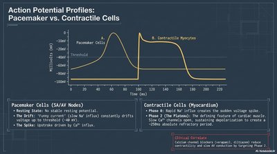 Action potential profiles of pacemaker and contractile cells