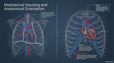Heart in mediastinum and anatomical orientation