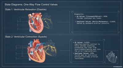 Heart valve states during diastole and systole