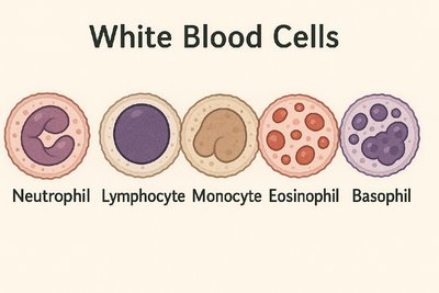 Illustration of white blood cell types
