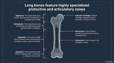 Labeled diagram of a long bone