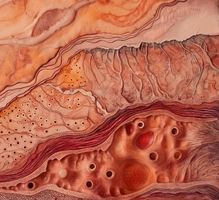 Histological section of skin layers