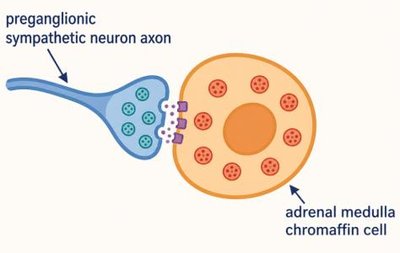 Diagram of down-regulation: high hormone levels lead to receptor internalization and desensitization