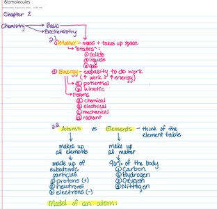 Notes on basic chemistry, matter, energy, atoms, and elements