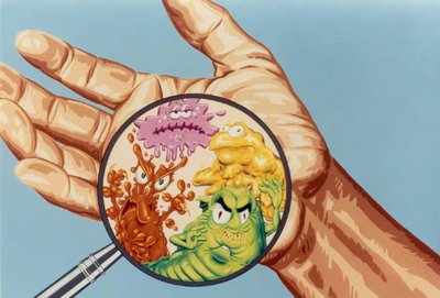 Germs on the hand under magnification
