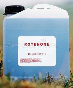 Rotenone organic pesticide container
