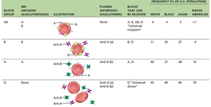 ABO blood group compatibility table