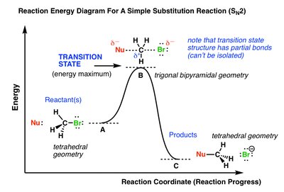 Reaction energy diagram showing transition state