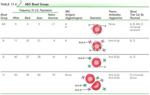 ABO blood groups table