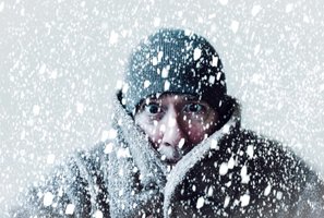 Person in snow, illustrating shivering for heat generation