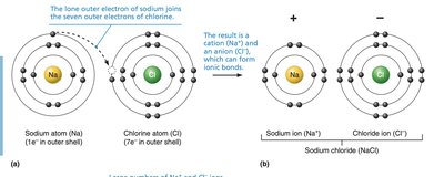 Ionic bond formation between sodium and chlorine