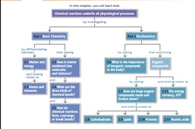 Flowchart of chemistry topics in physiology