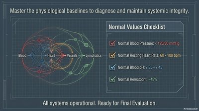 Checklist of normal cardiovascular and lymphatic values