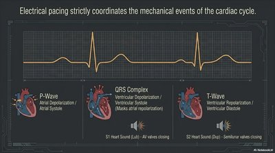 ECG tracing with P-wave, QRS complex, and T-wave