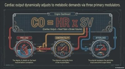 Cardiac output equation and modulators