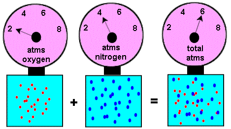 Visual representation of partial pressures of oxygen and nitrogen