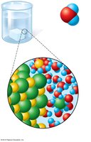 Dissociation of salt in water: salt crystal separating into ions in solution