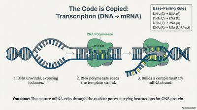 Transcription process from DNA to mRNA