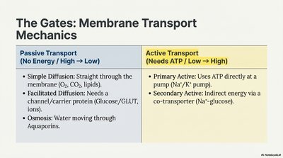 Passive and active membrane transport mechanisms