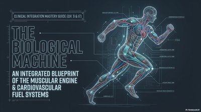 Diagram of the human body highlighting muscular and cardiovascular systems