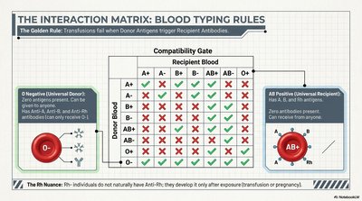 Blood typing compatibility matrix
