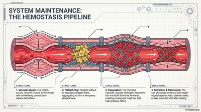 Hemostasis process in blood vessels